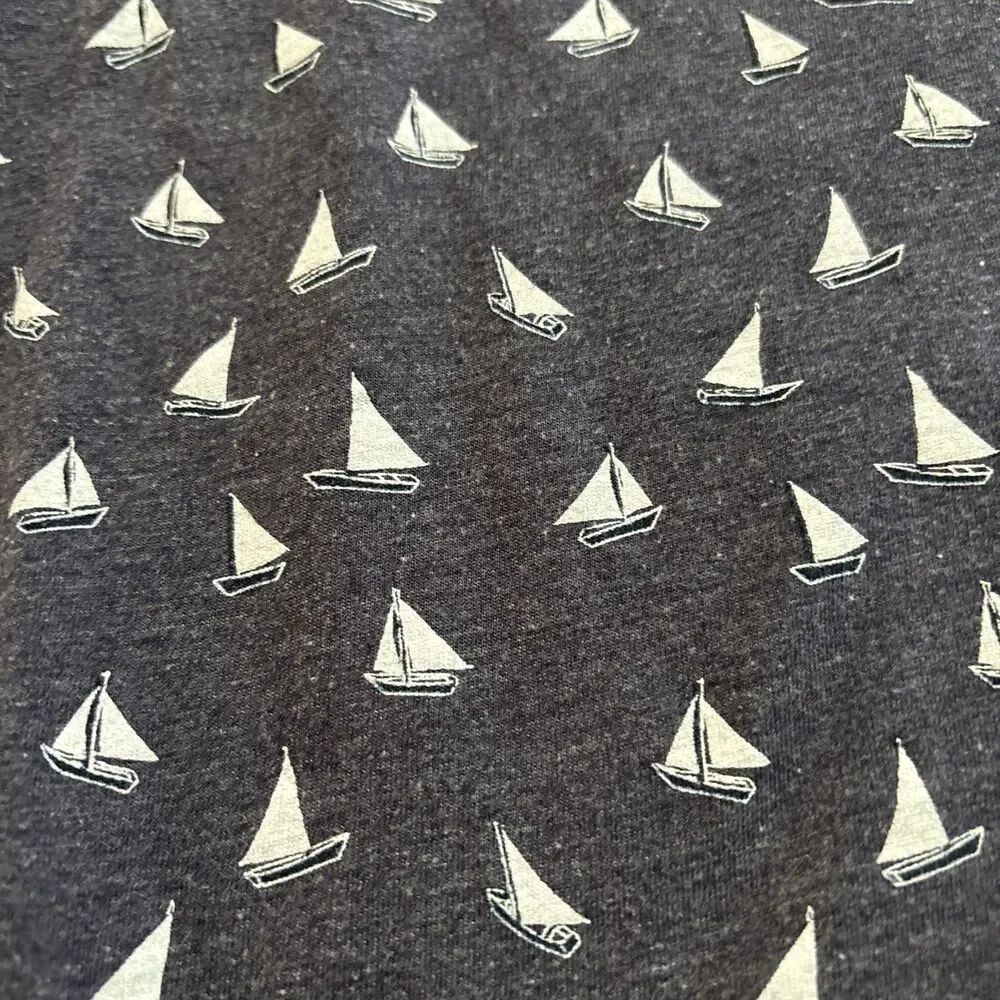 J. Crew Slim Washed Sailboat Print Pocket T Shirt Crew Neck Men's Extra Small XS